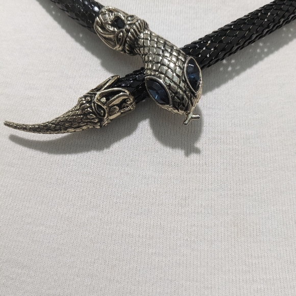 VTG DL AULD blue eyeled black snake, mesh choker necklace, belt or bracelet - Picture 15 of 16